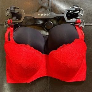 Sophie b. Seamless Bras, Red / Black, Size 34C